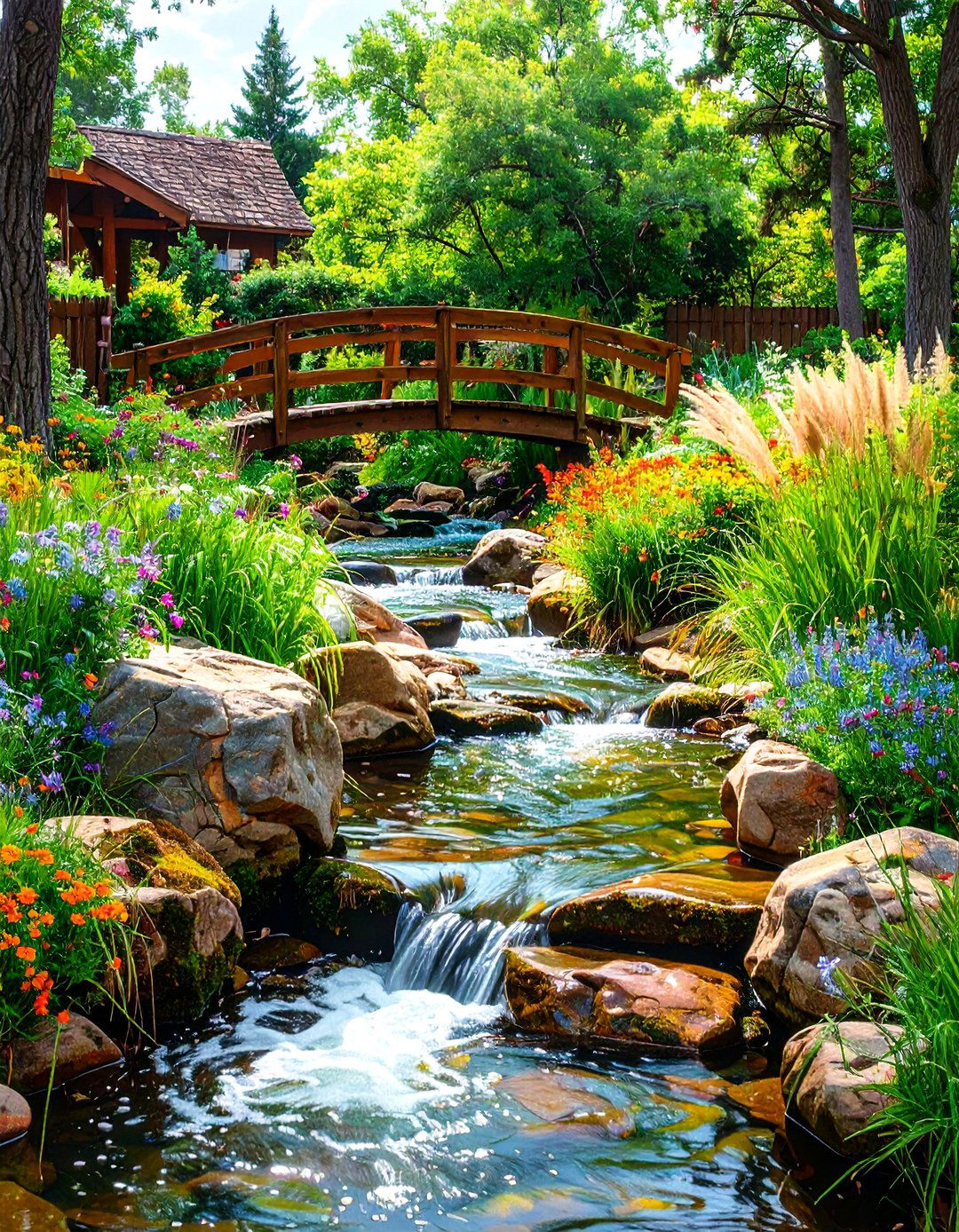 Rustic Creek Bed Water Feature - 30 backyard water feature ideas