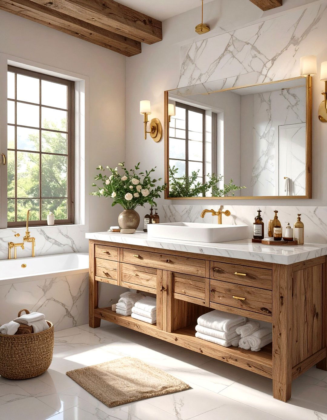 Rustic Elegance with Marble Bathroom - 30 modern rustic bathroom ideas