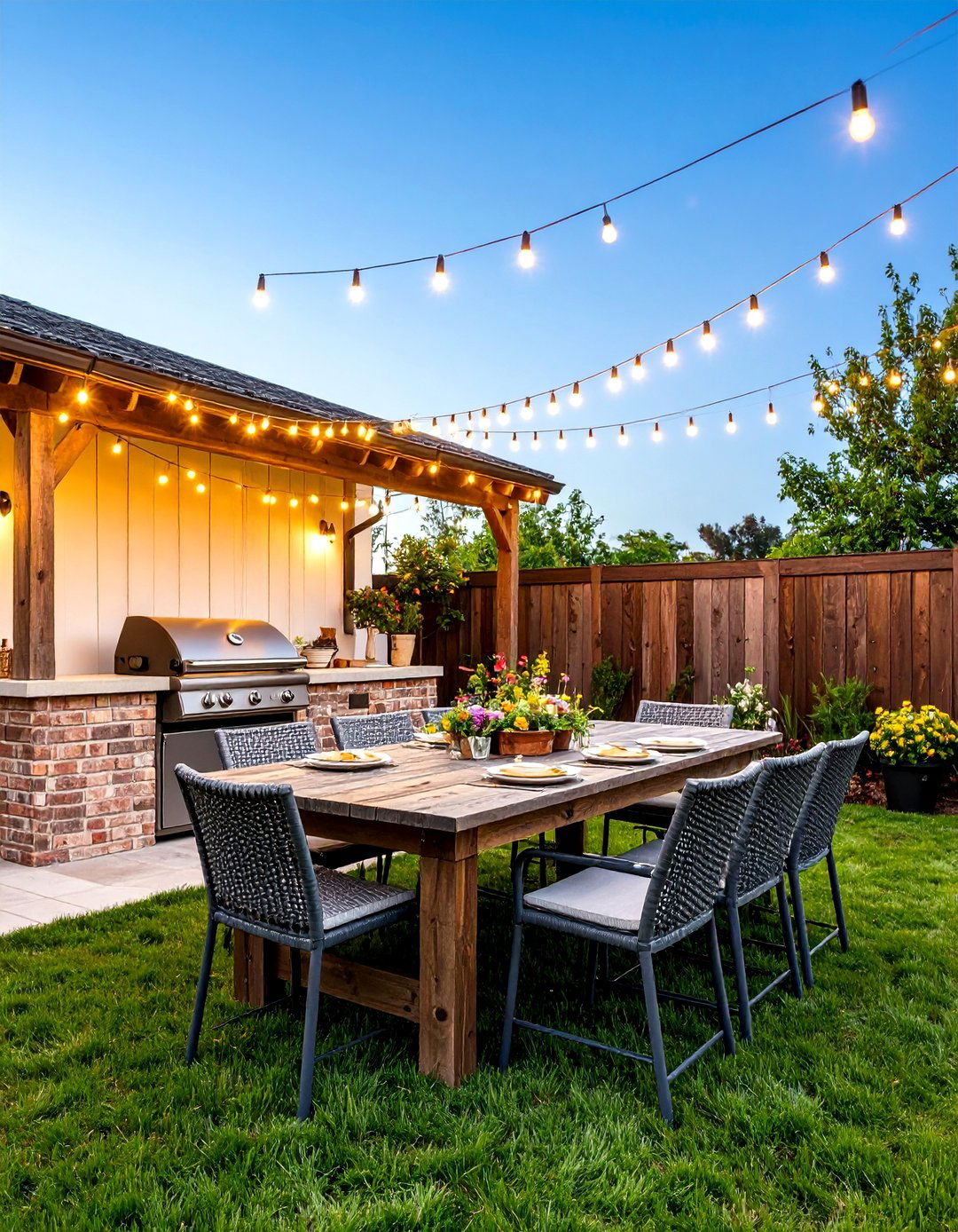 Rustic Farmhouse BBQ Patio - 30 backyard bbq ideas