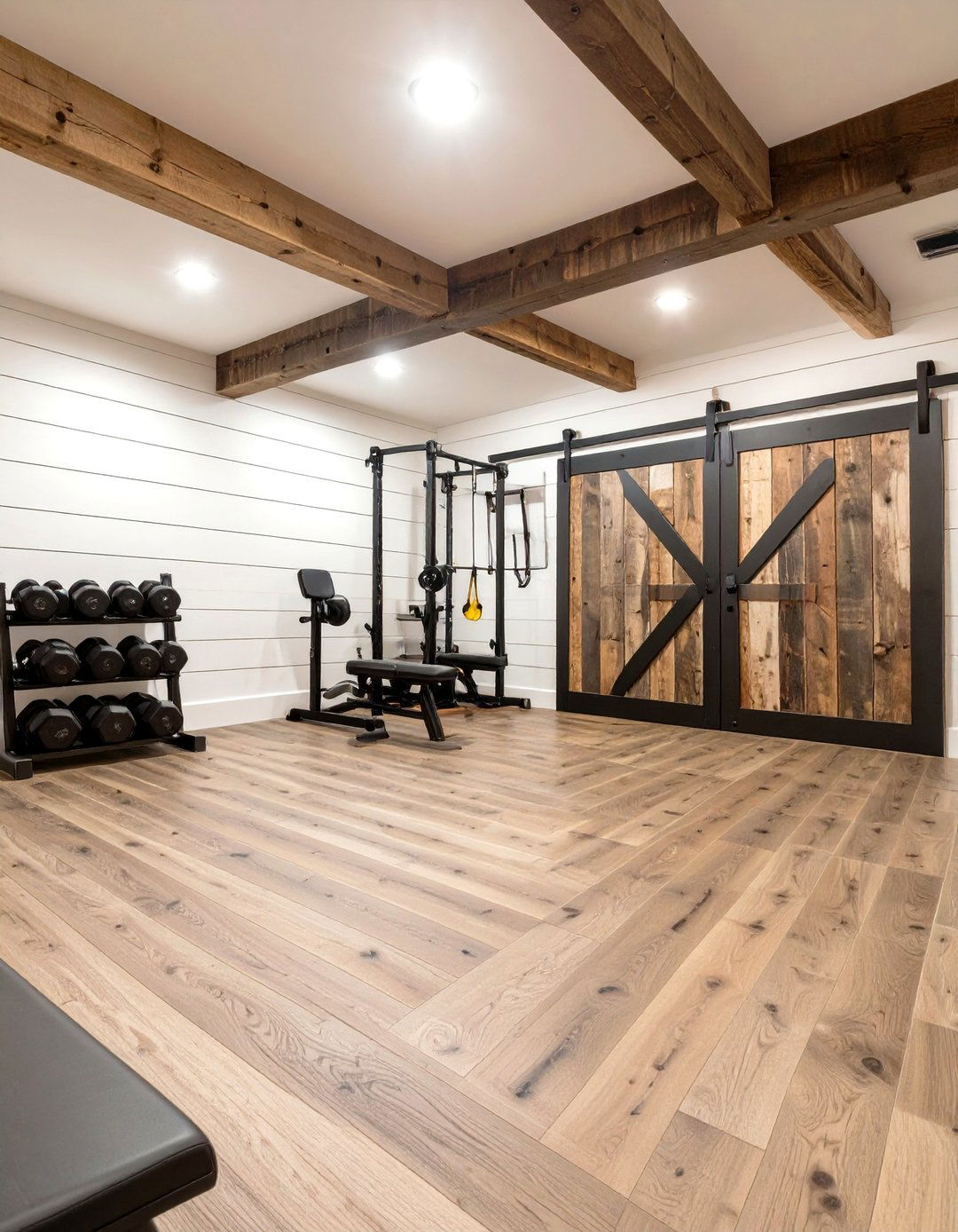 Rustic Farmhouse Basement Gym - 30 basement gym ideas