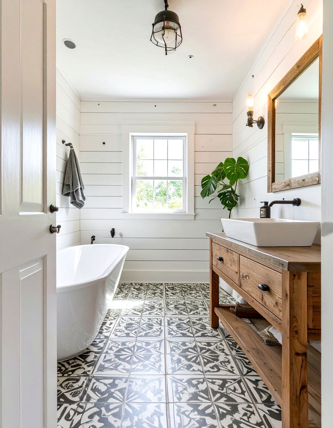 Rustic Farmhouse Bathroom - 30 black and white small bathroom ideas