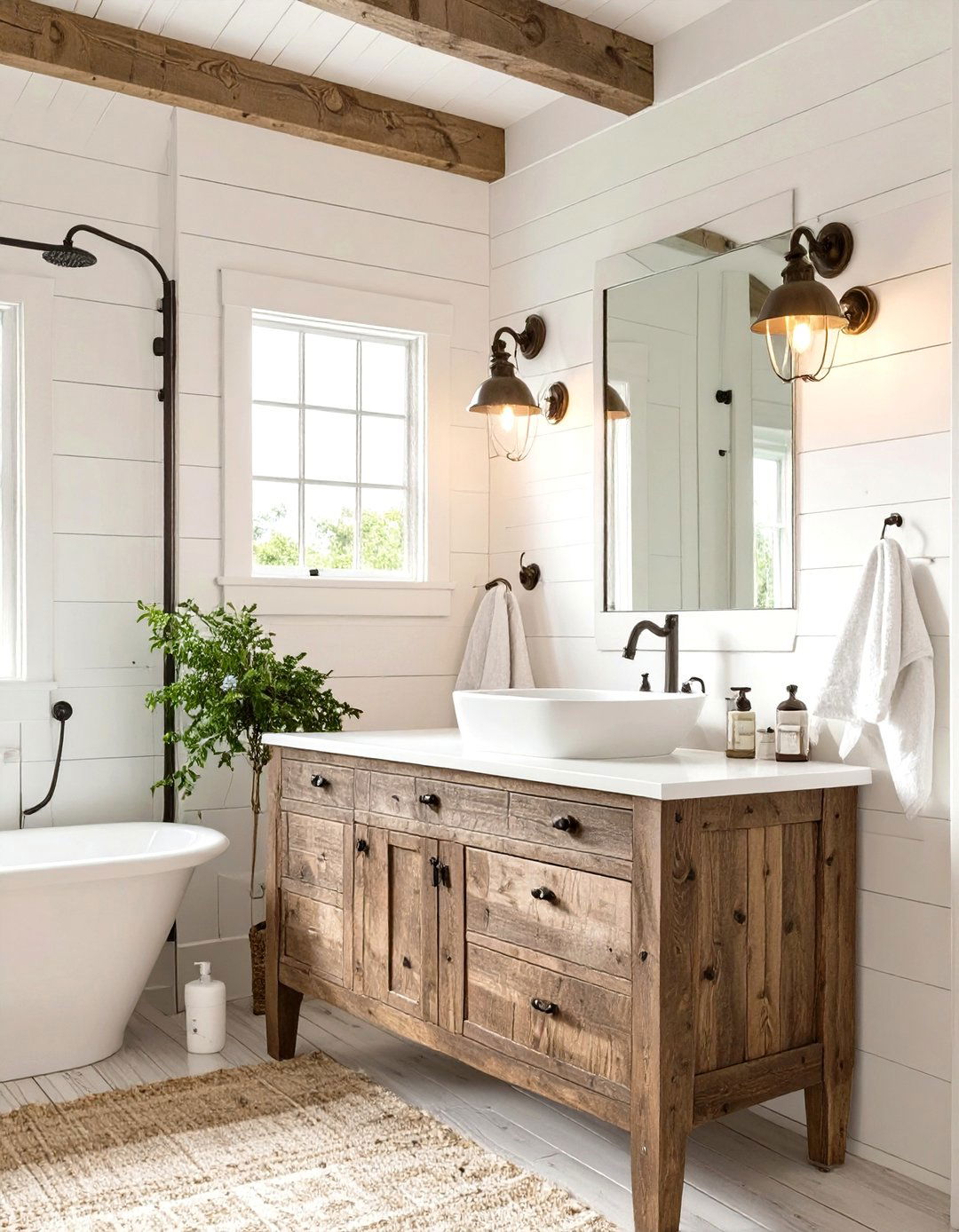 Rustic Farmhouse Bathroom - 30 girls bathroom ideas