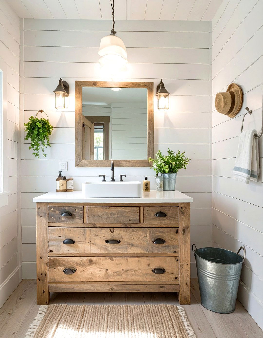 Rustic Farmhouse Bathroom - 30 kids bathroom ideas