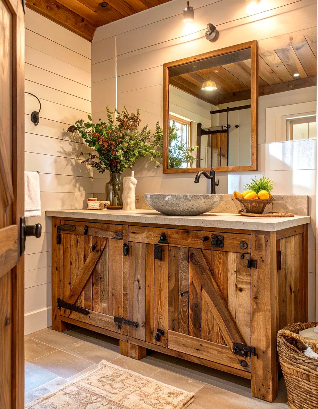 Rustic Farmhouse Bathroom Cabinet - 30 bathroom cabinet ideas