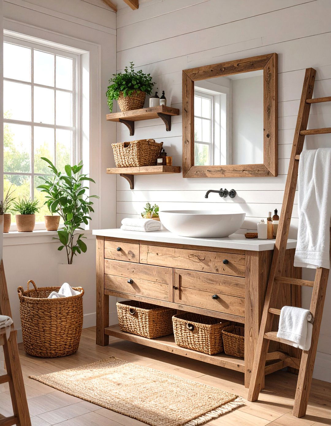 Rustic Farmhouse Bathroom Charm - 30 bathroom organization ideas