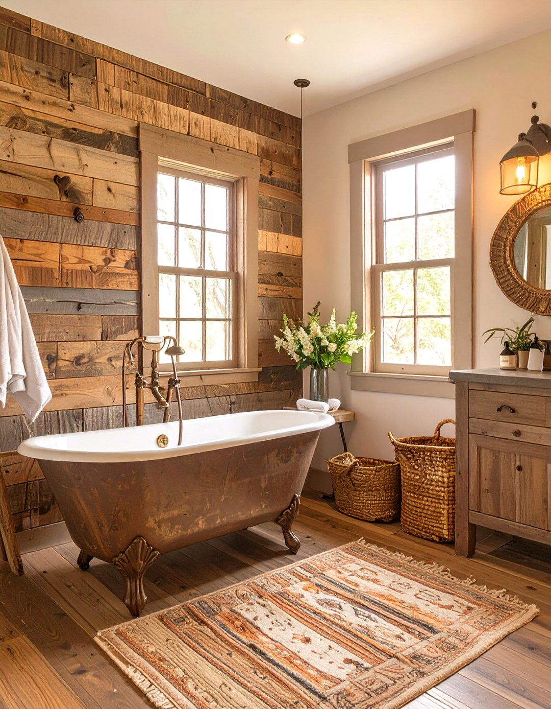 Rustic Farmhouse Bathroom Charm - 30 bathroom makeover ideas