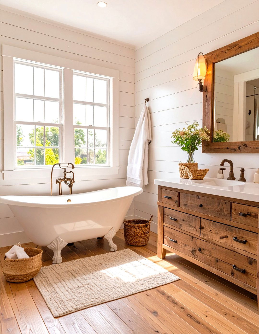 Rustic Farmhouse Bathroom Charm - 30 ideas for bathroom remodel
