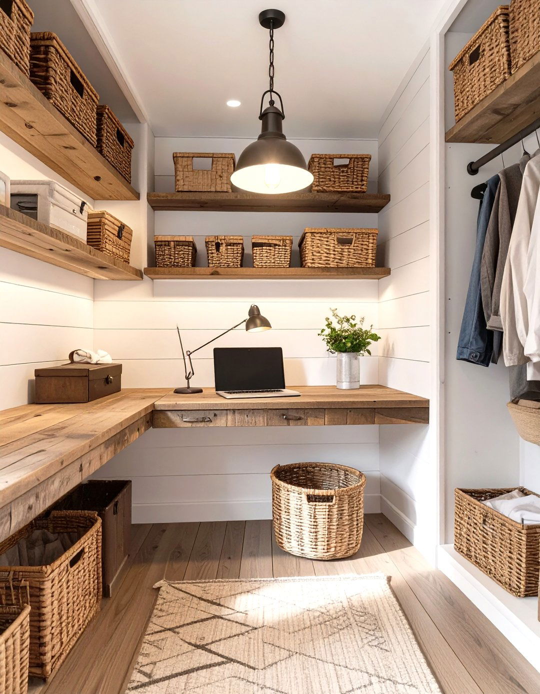 Rustic Farmhouse Closet Nook - 30 closet office ideas