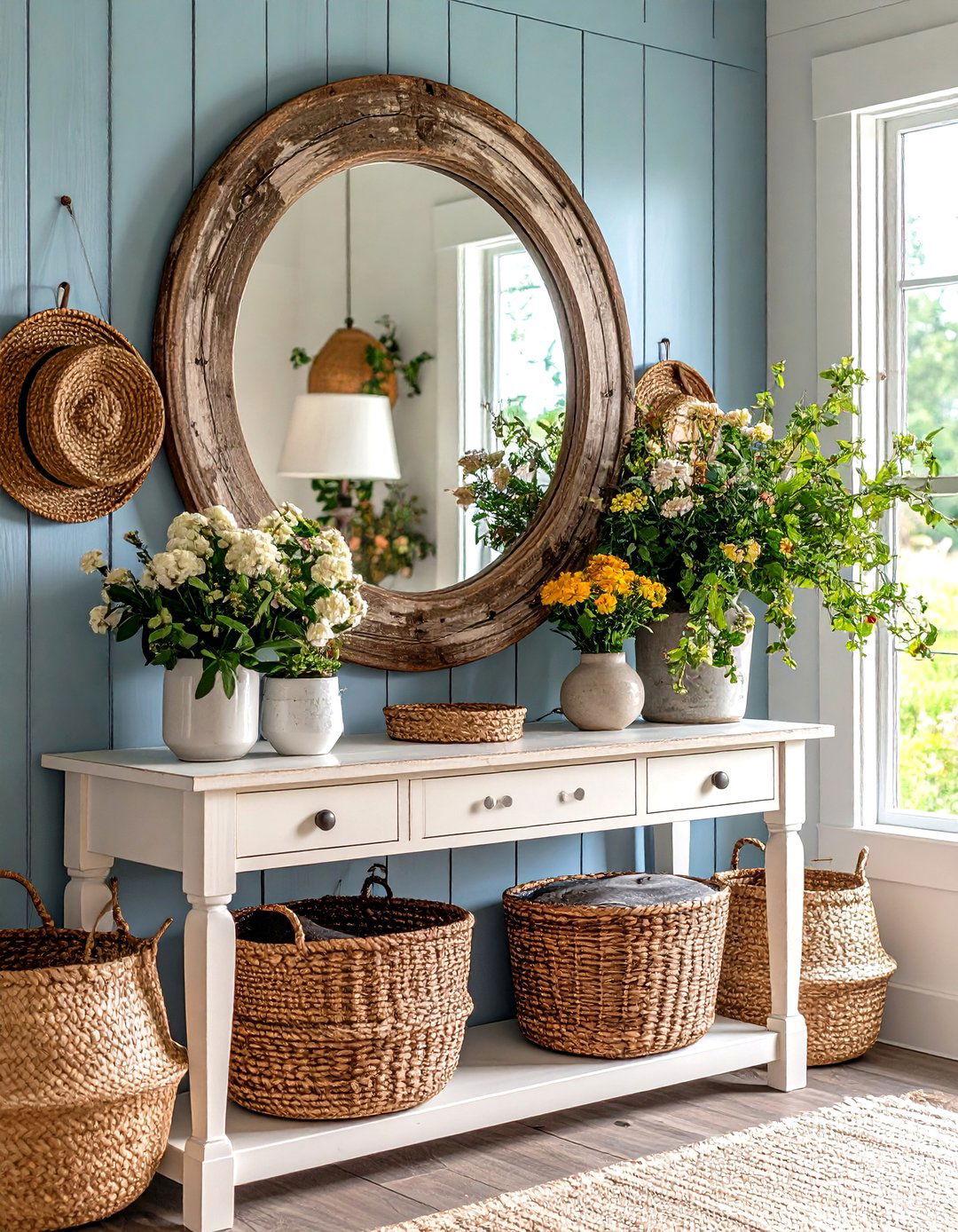 Rustic Farmhouse Entryway Mirror - 30 entryway mirror ideas