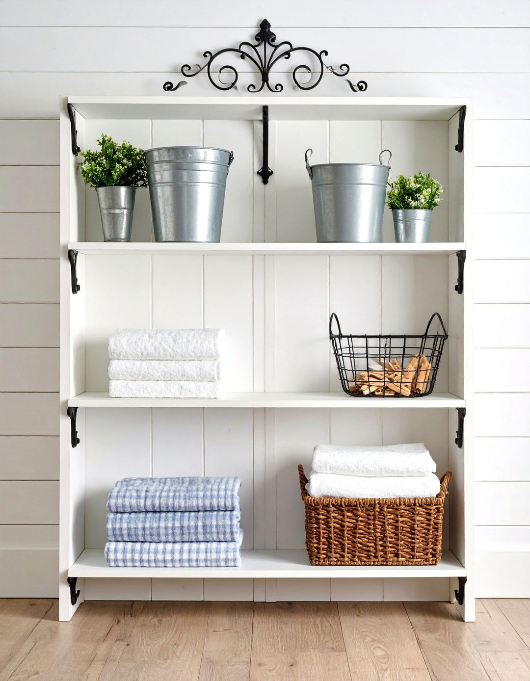 Rustic Farmhouse Laundry Shelves - 30 laundry shelf ideas