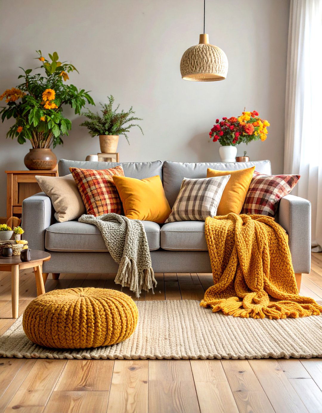 Rustic Farmhouse Living Room - 30 grey couch living room ideas