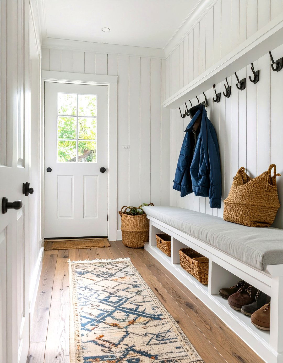 Rustic Farmhouse Mudroom Nook - 30 hallway storage ideas