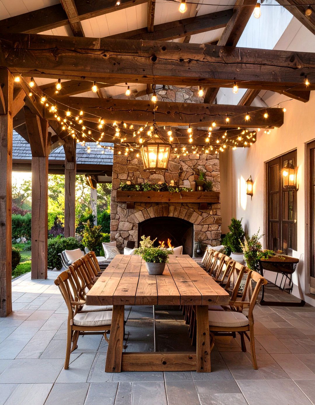 Rustic Farmhouse Retreat with Reclaimed Wood - 30 covered patio ideas attached to house