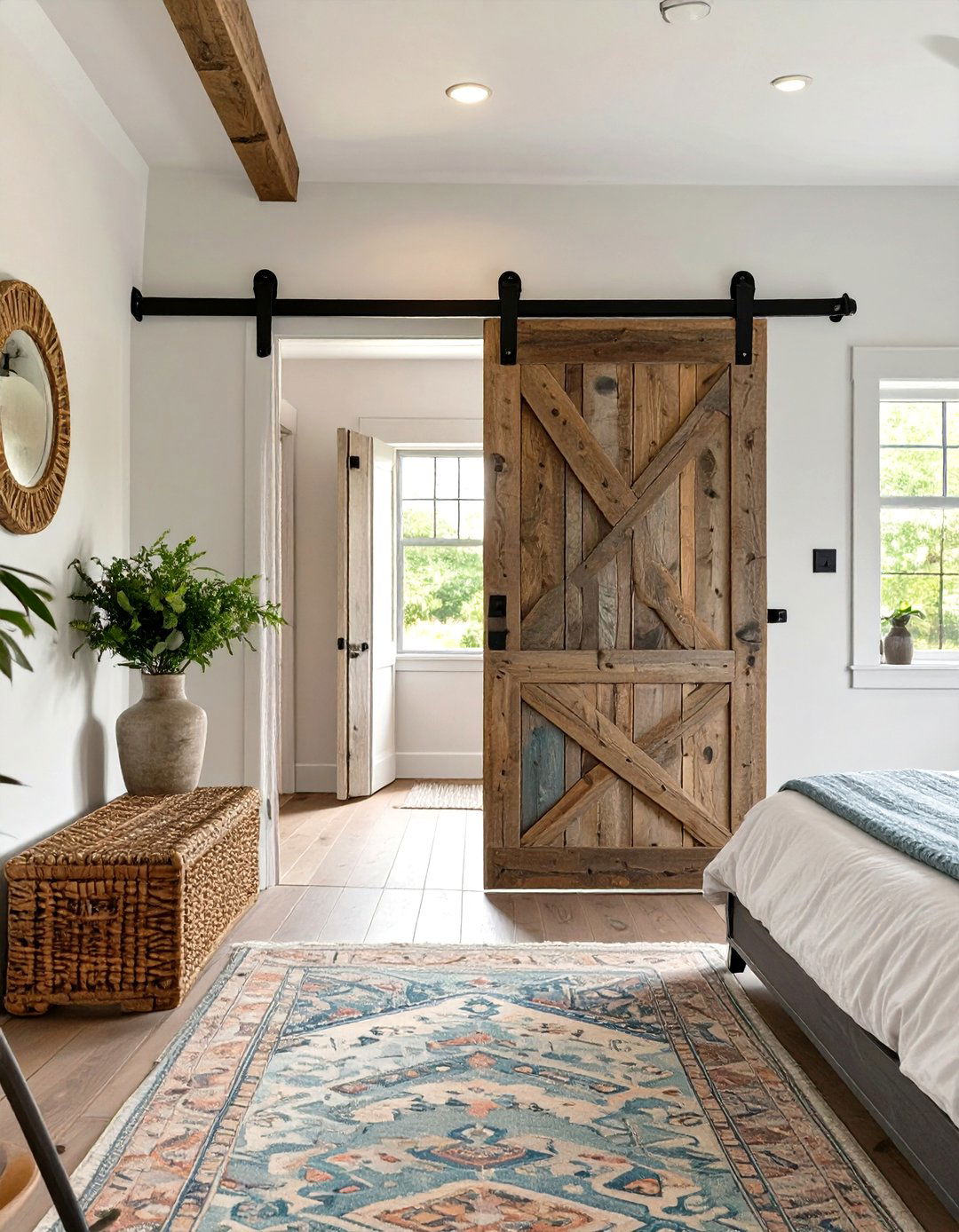 Rustic Farmhouse Sliding Barn Door - 30 vintage bedroom ideas
