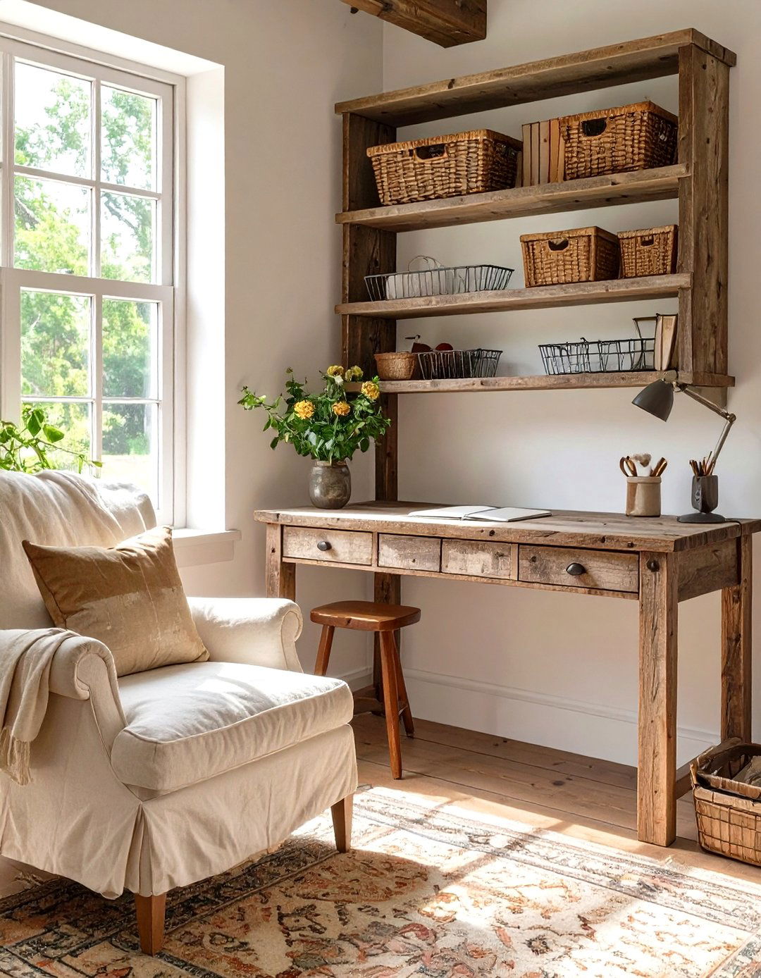 Rustic Farmhouse Study Corner - 30 study interior design ideas