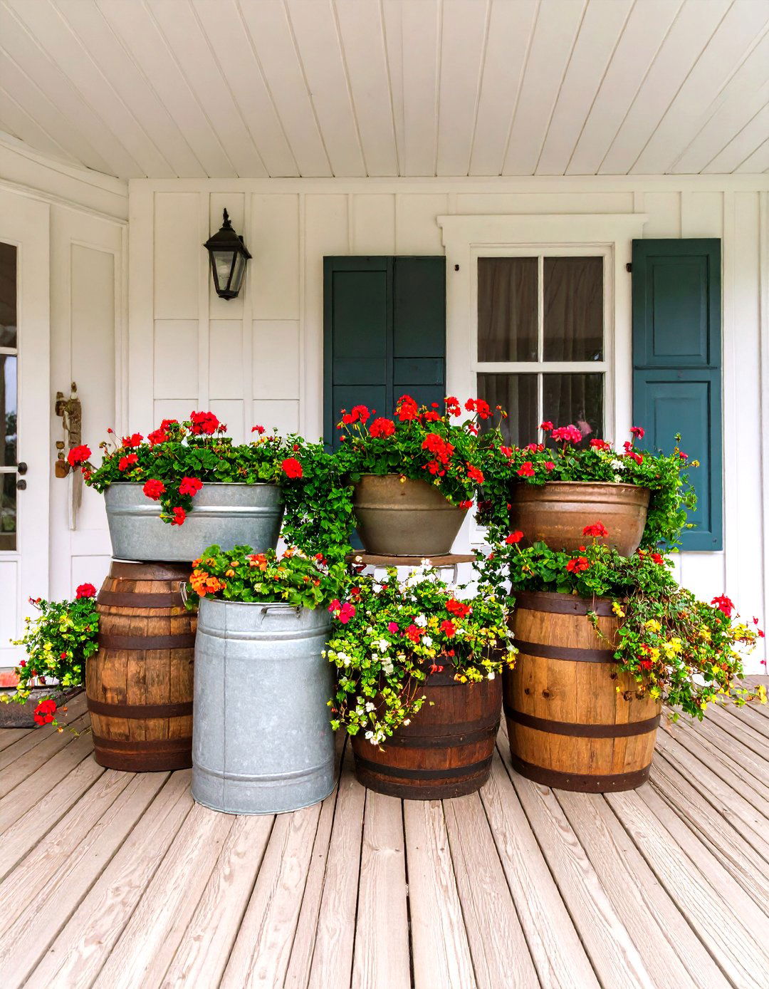 Rustic Farmhouse Tiered Garden - 30 front yard container garden ideas