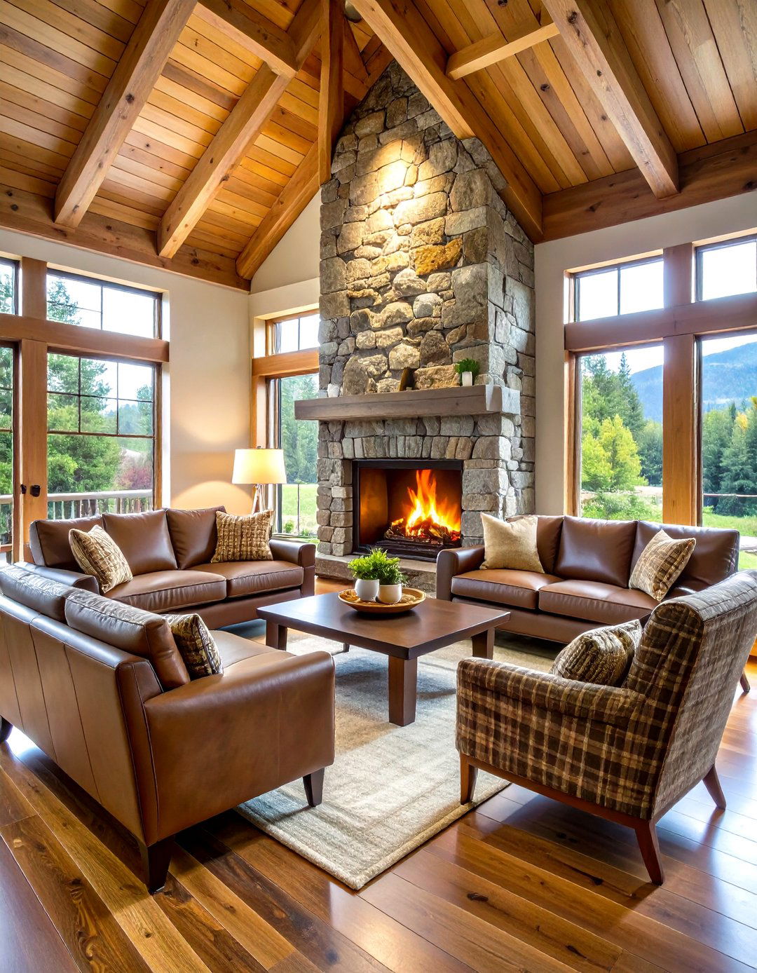 Rustic Fieldstone Fireplace Retreat - 30 living room stone fireplace ideas