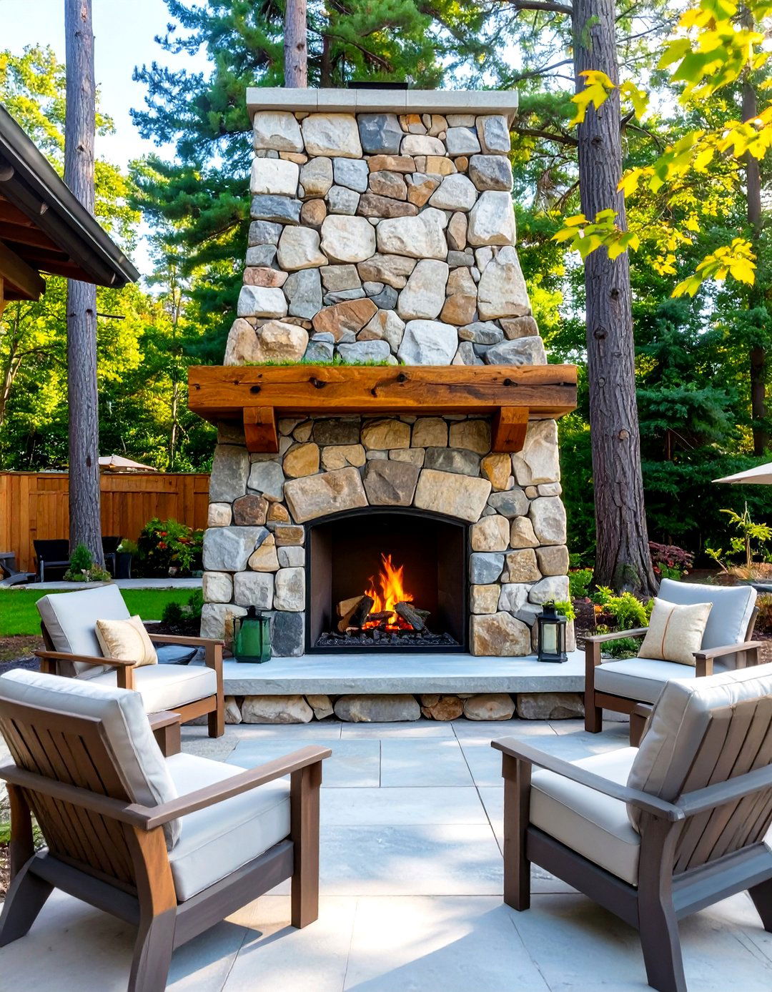 Rustic Fieldstone Outdoor Fireplace - 30 outdoor fireplace ideas