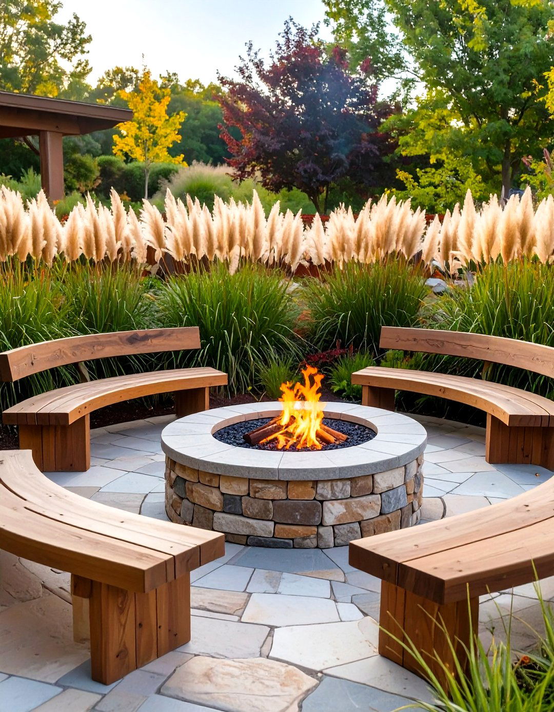 Rustic Fire Pit Gathering Spot - 30 corner landscaping ideas