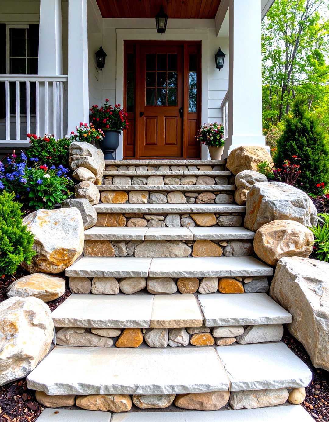 Rustic Flagstone Front Porch Steps - 30 front porch steps ideas