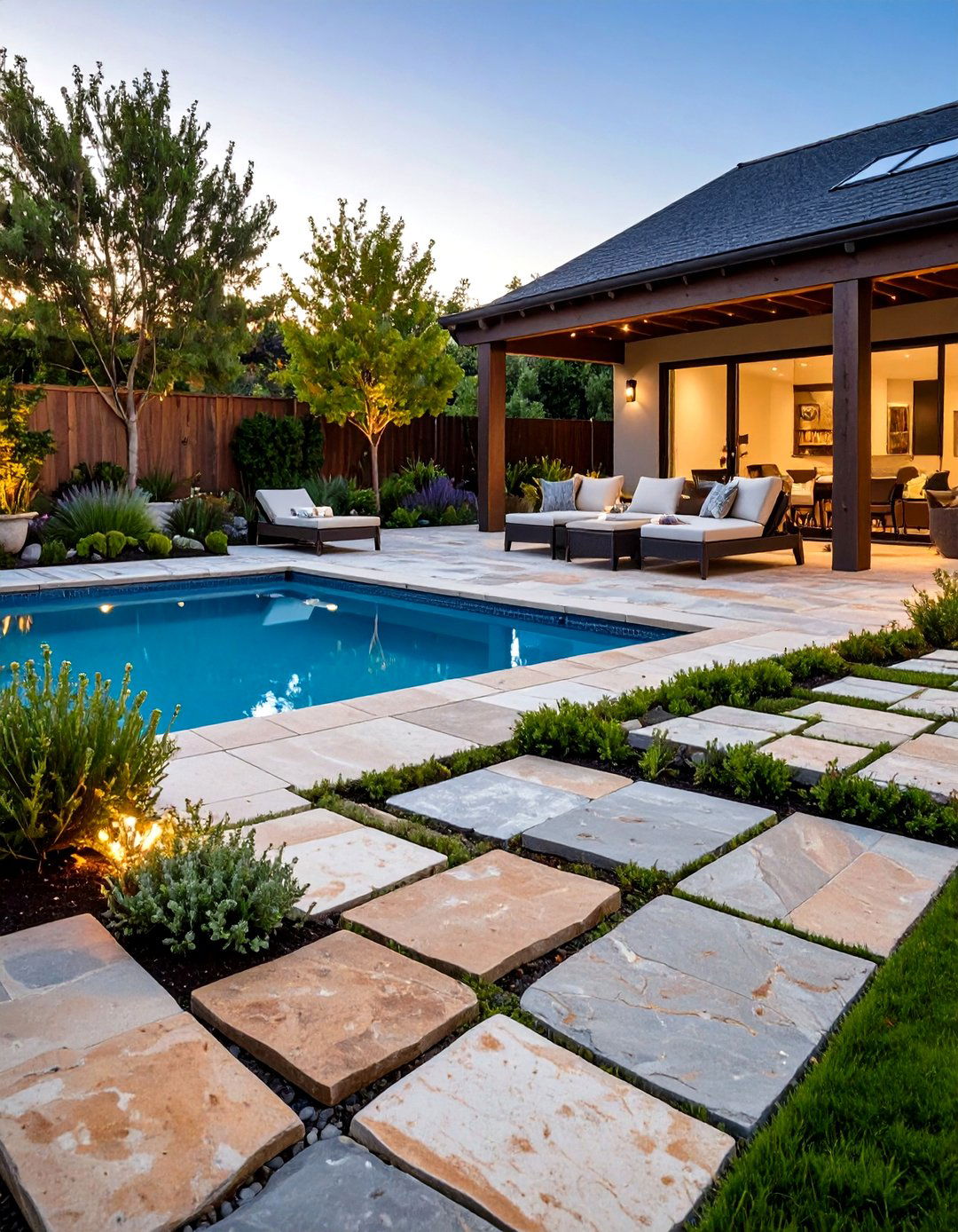 Rustic Flagstone Patio - 30 pool landscape ideas