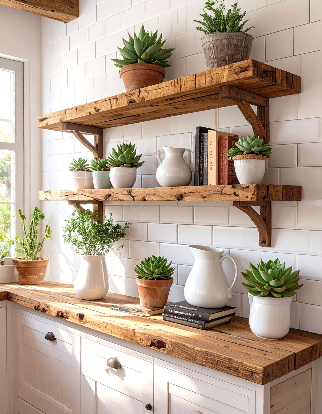 Rustic Floating Shelves Decor - 30 modern farmhouse wall decor ideas