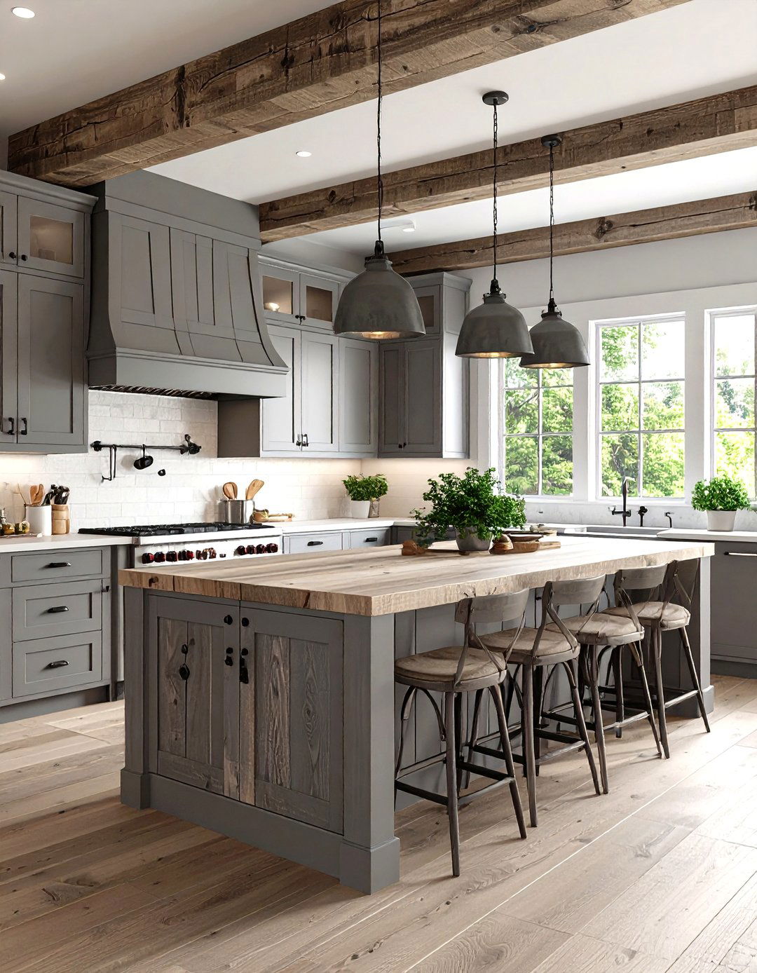Rustic Grey Kitchen with Reclaimed Wood - 30 grey kitchen ideas