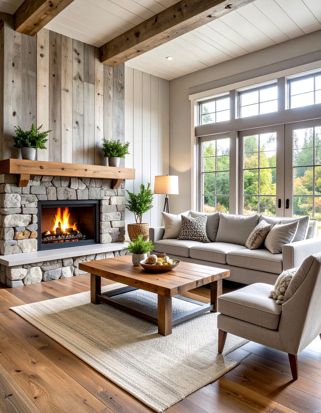 Rustic Grey and White Living Room - 30 grey and white living room ideas