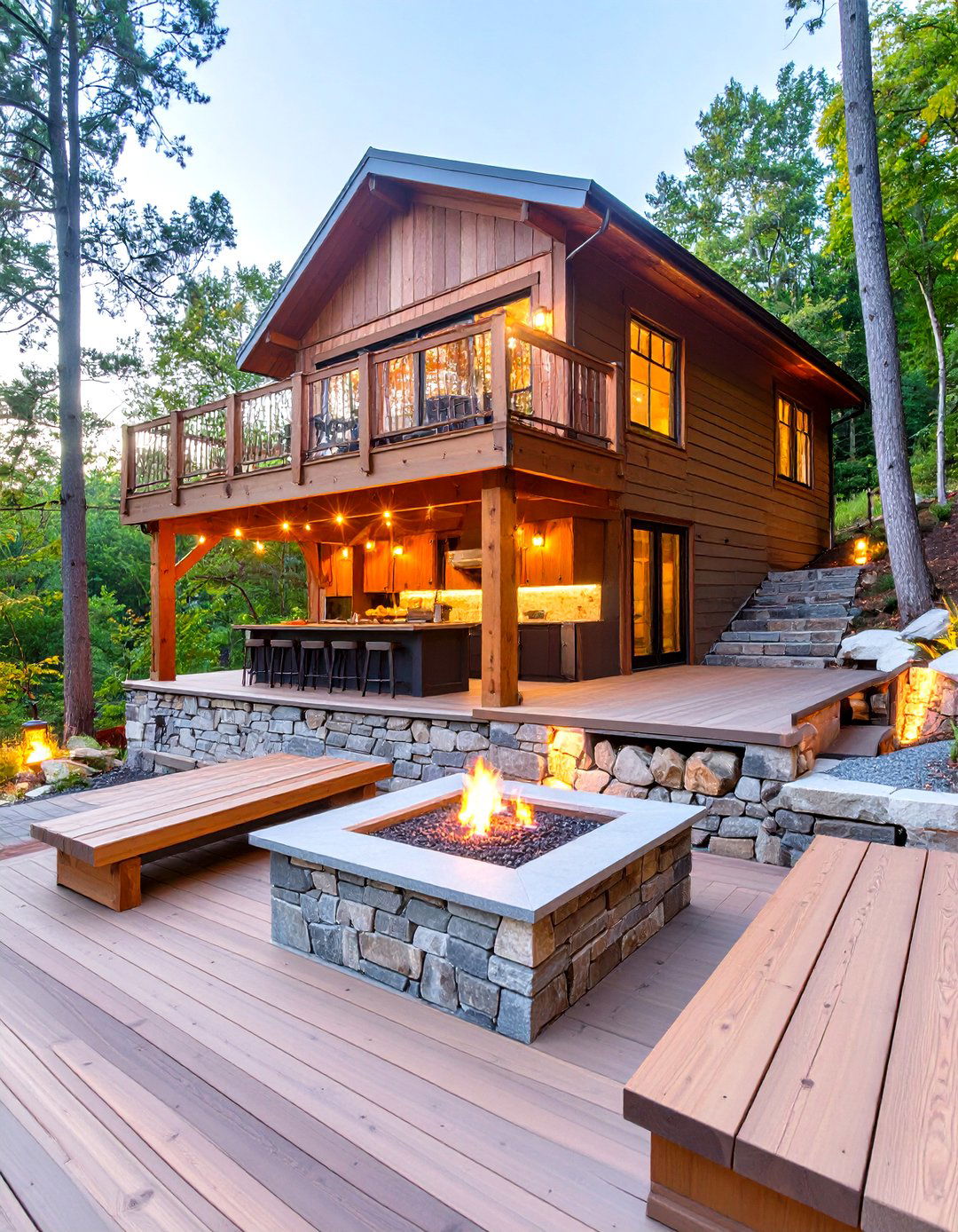 Rustic Hillside Retreat Deck - 30 multi level deck ideas