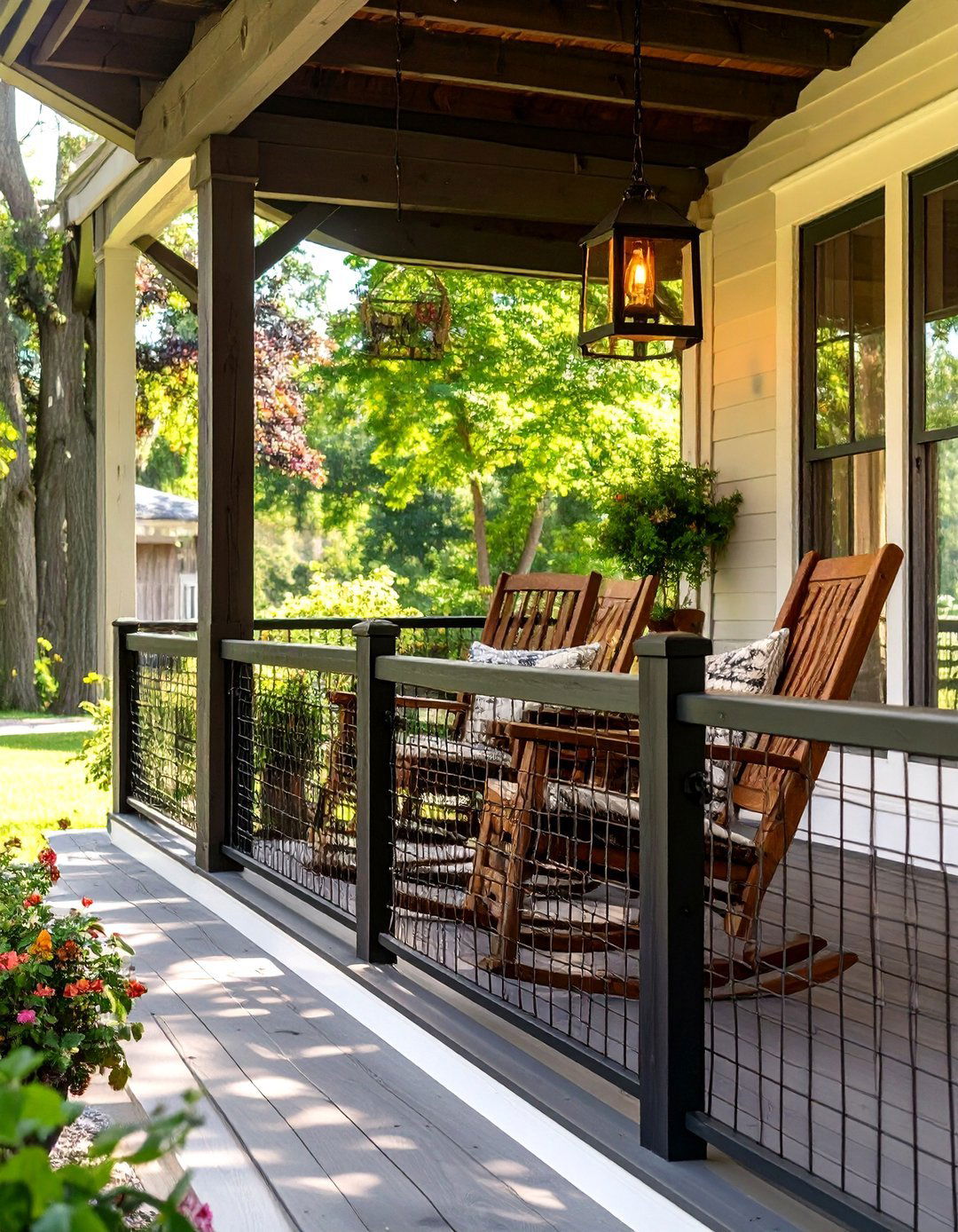 Rustic Hog Wire Porch Railing - 30 modern front porch railing ideas