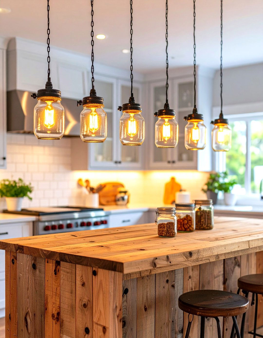 Rustic Kitchen Mason Jar Lights - 30 kitchen lights ideas