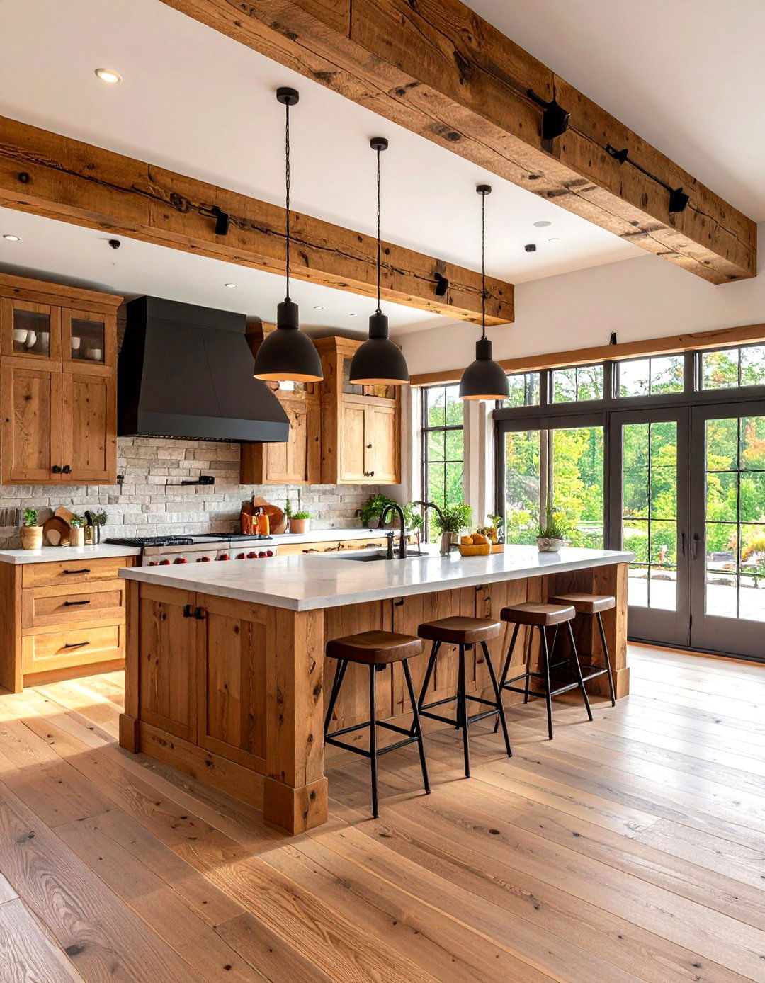 Rustic Kitchen with Track Lighting - 30 kitchen lighting design ideas
