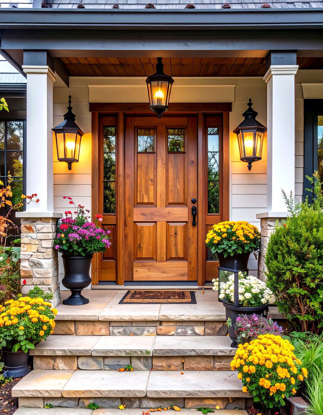 Rustic Lantern Style Porch Lighting - 30 rustic front porch decorating ideas