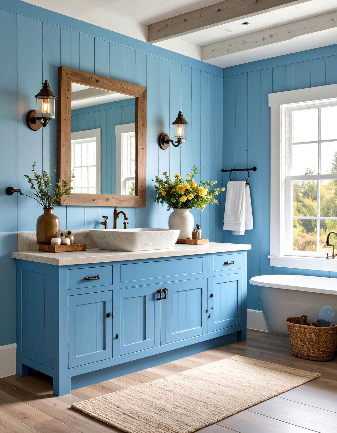 Rustic Light Blue Retreat - 30 light blue bathroom ideas