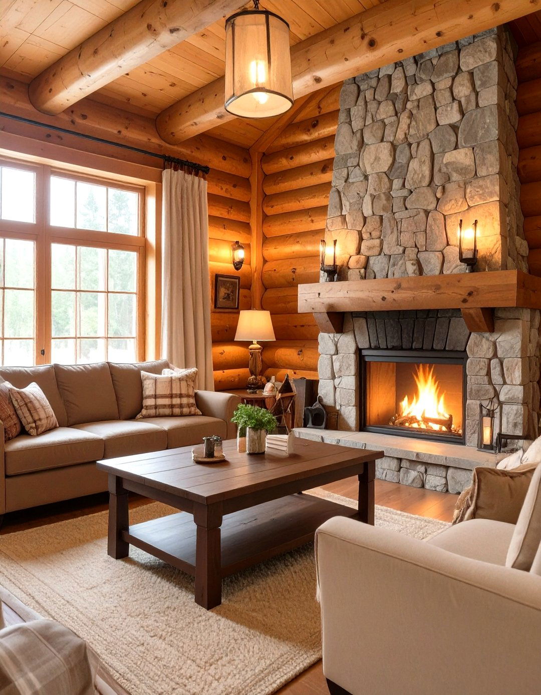Rustic Log Cabin Living Room - 30 minecraft living room ideas