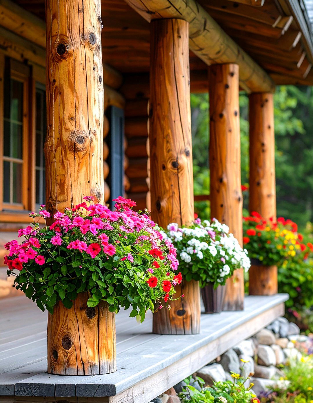 Rustic Log Porch Posts - 30 porch post ideas