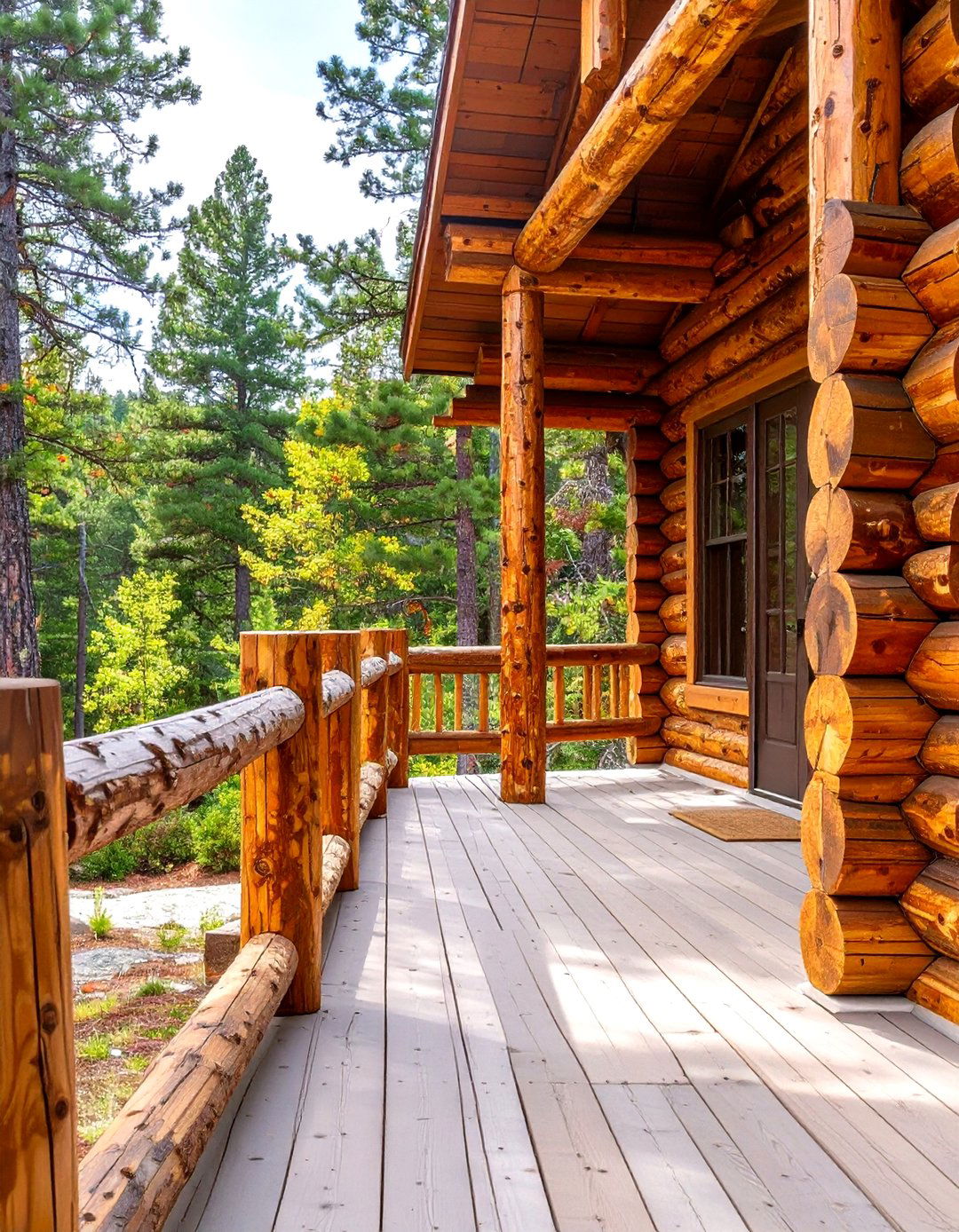 Rustic Log Porch Railing - 30 wood front porch ideas