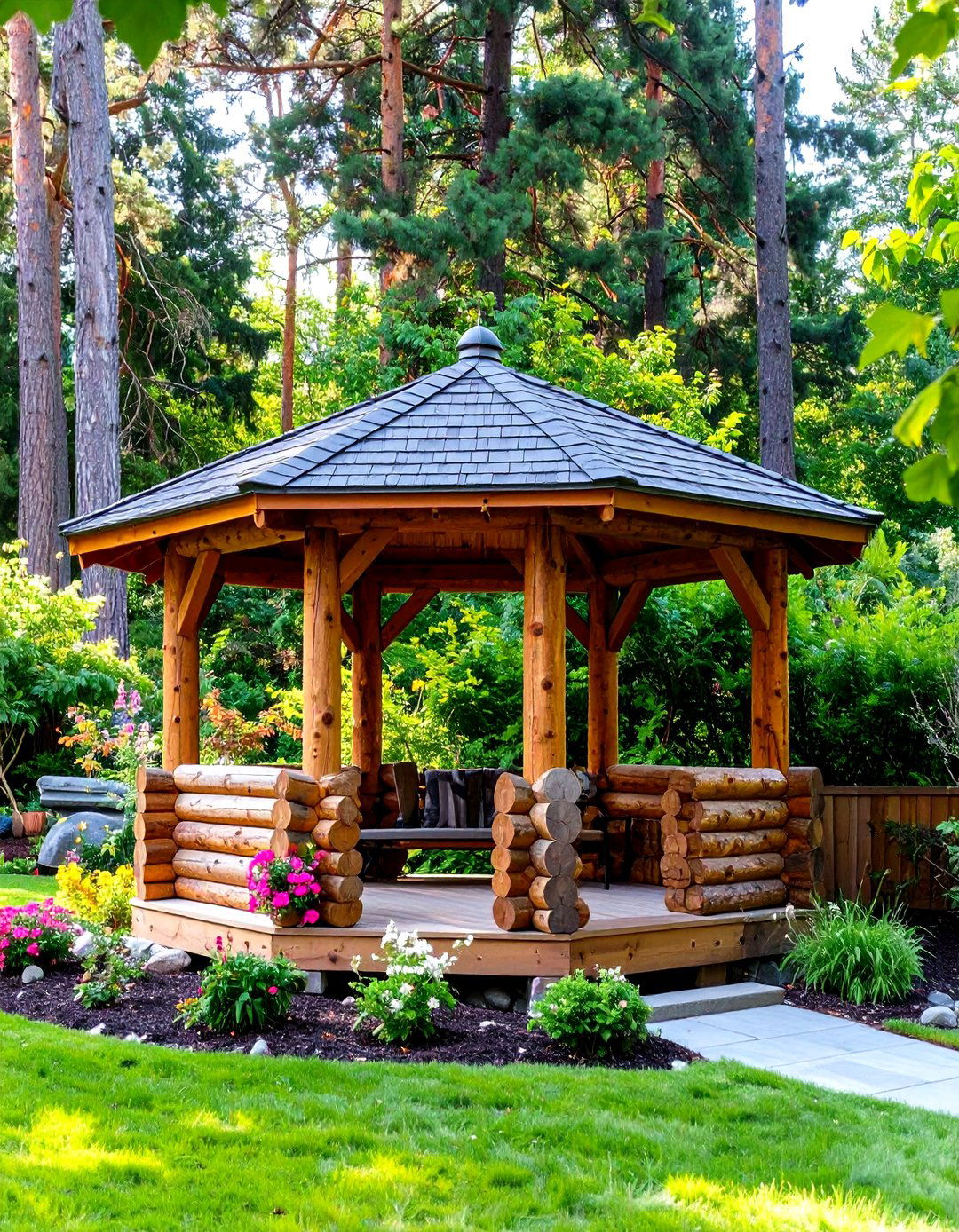 Rustic Log Small Backyard Gazebo - 30 small backyard gazebo ideas
