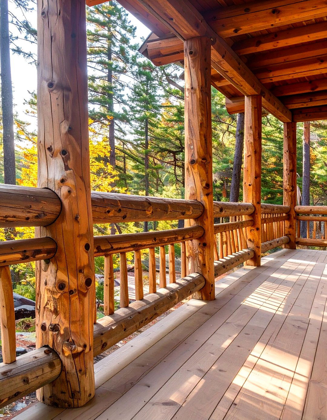 Rustic Log Wood Front Porch Railing - 30 wood front porch railing ideas
