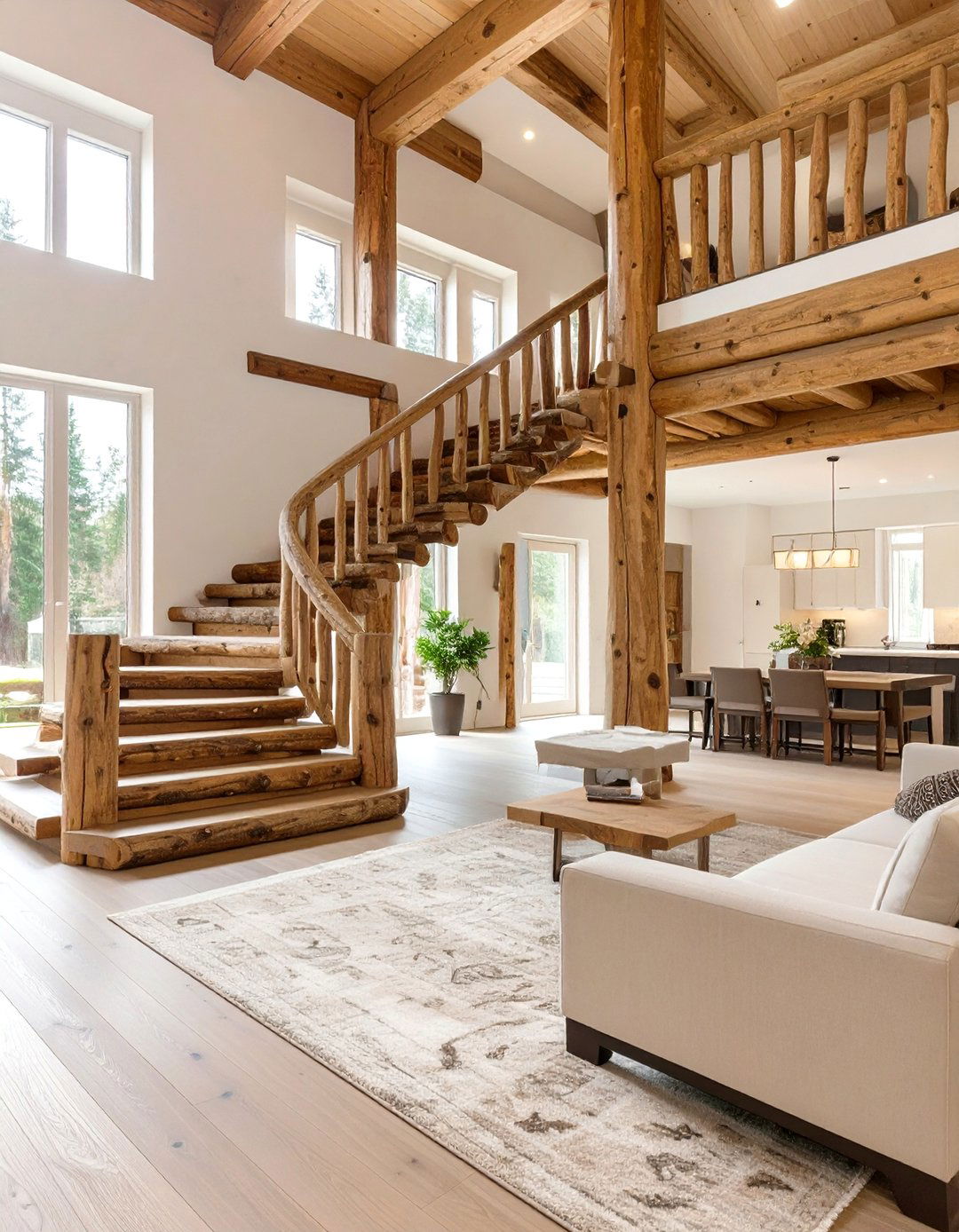 Rustic Log and Branch Staircase Design - 30 ai staircase design ideas