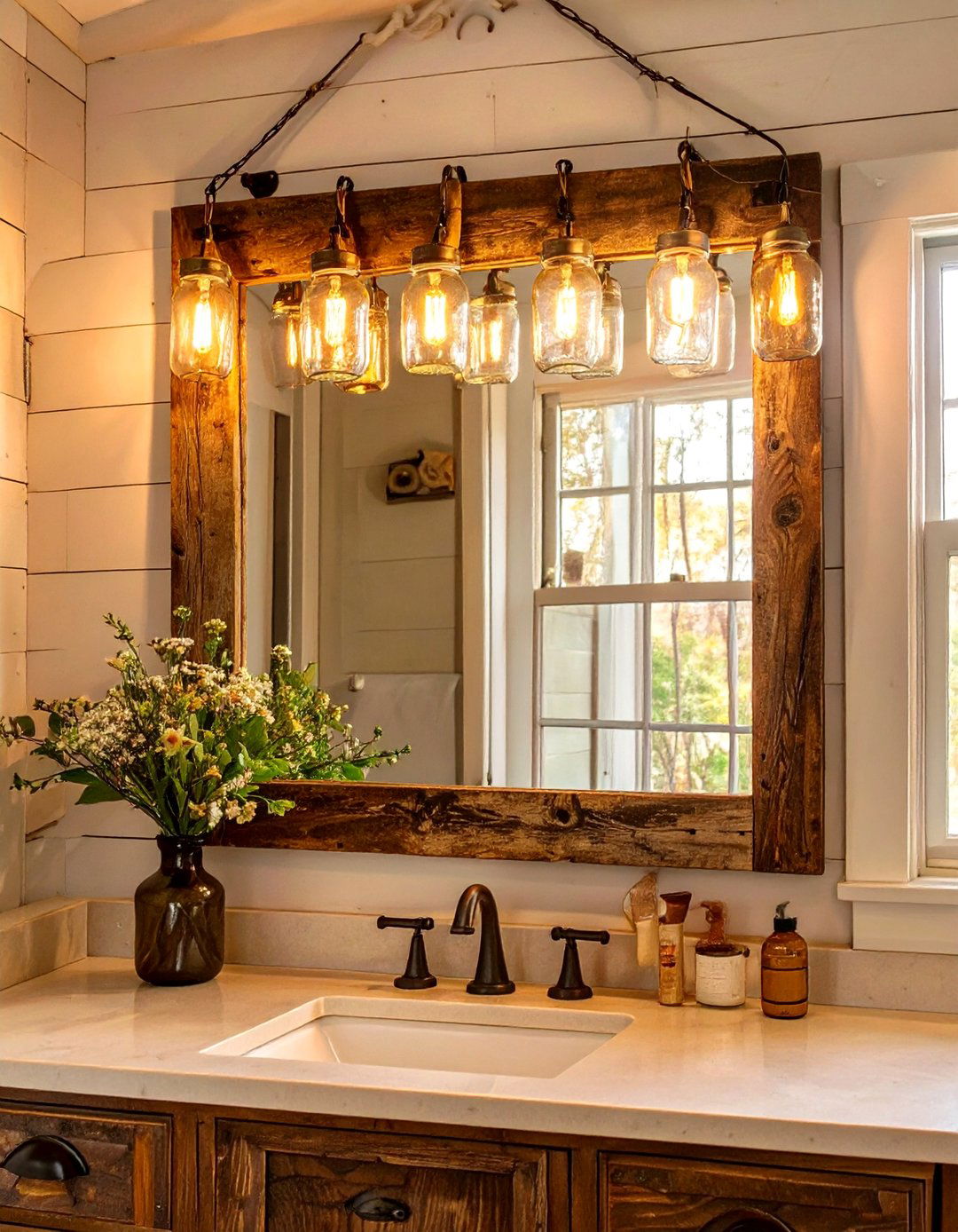 Rustic Mason Jar Bathroom Lighting - 30 bathroom lighting ideas over mirror