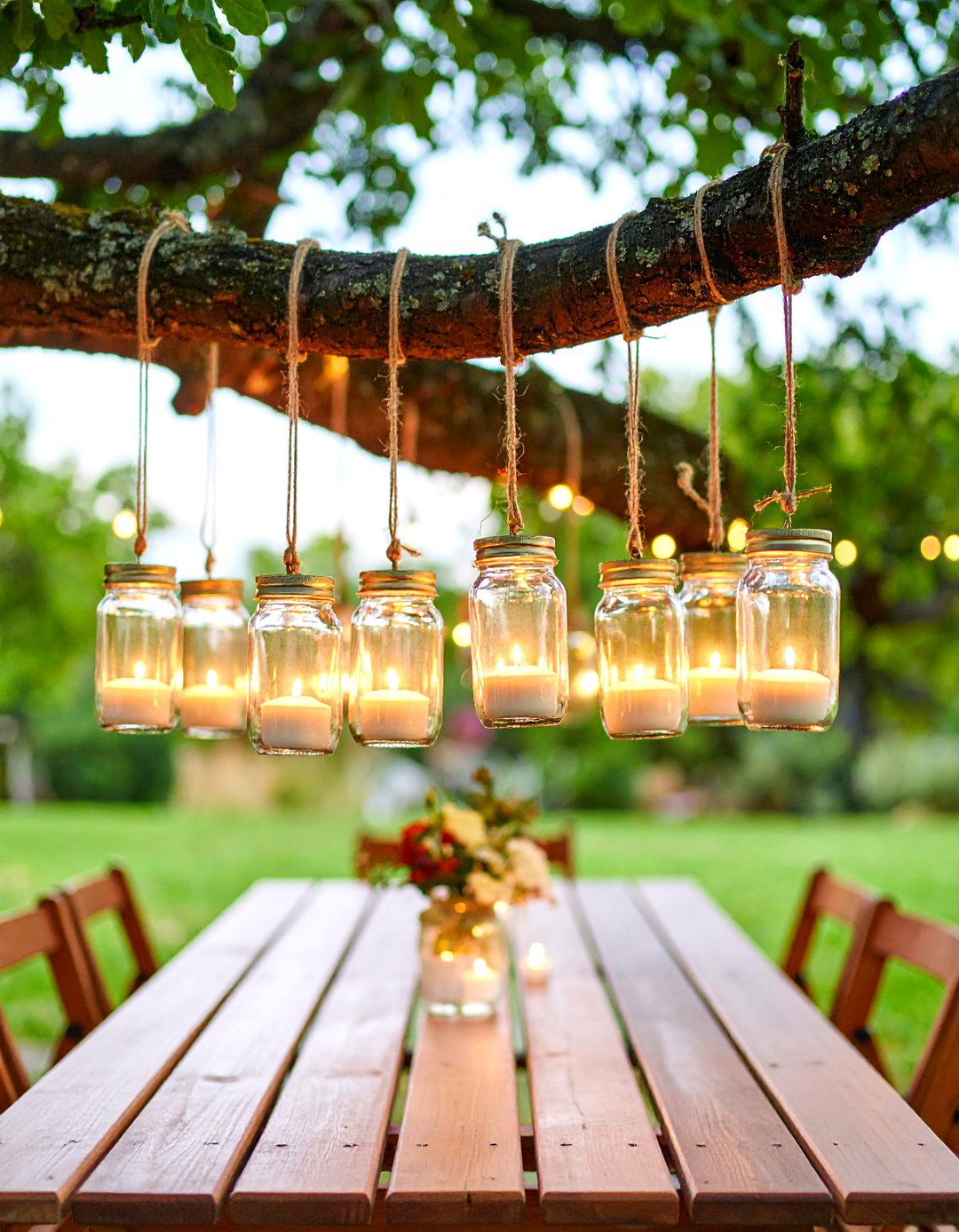 Rustic Mason Jar Chandelier - 30 diy backyard lighting ideas