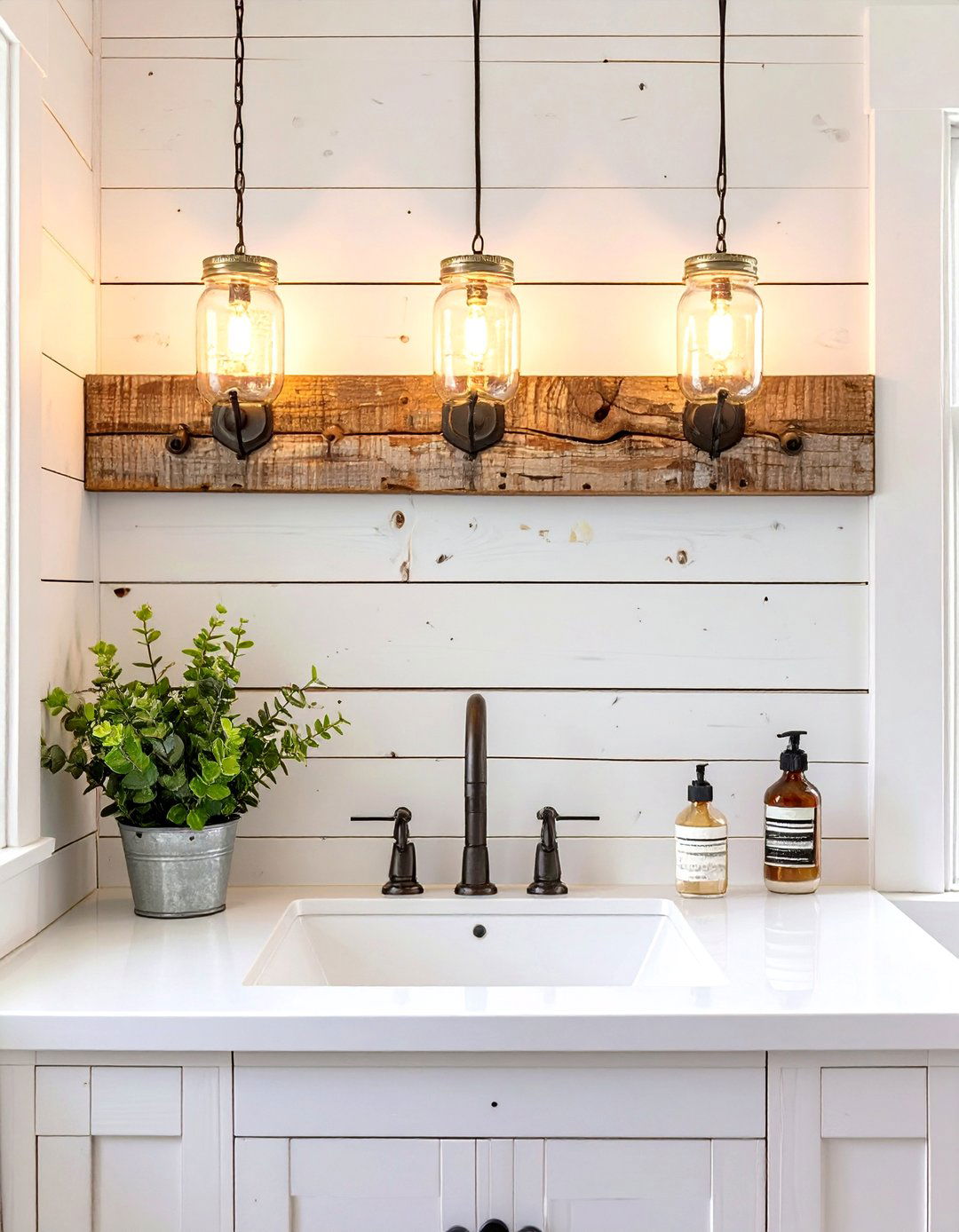 Rustic Mason Jar Fixtures - 30 bathroom lighting ideas