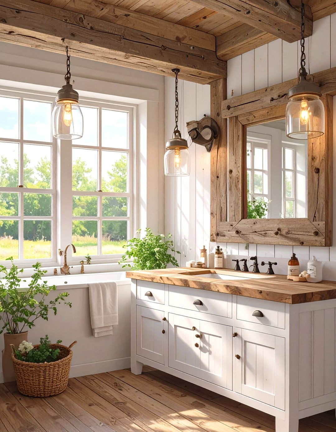 Rustic Mason Jar Vanity Light Fixture - 30 bathroom vanity lighting ideas