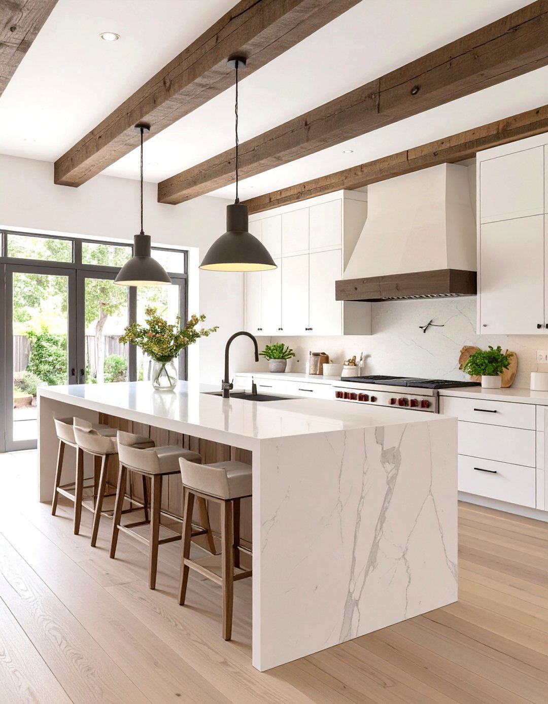 Rustic Modern Kitchen with Exposed Beams - 30 modern spanish style interior design ideas