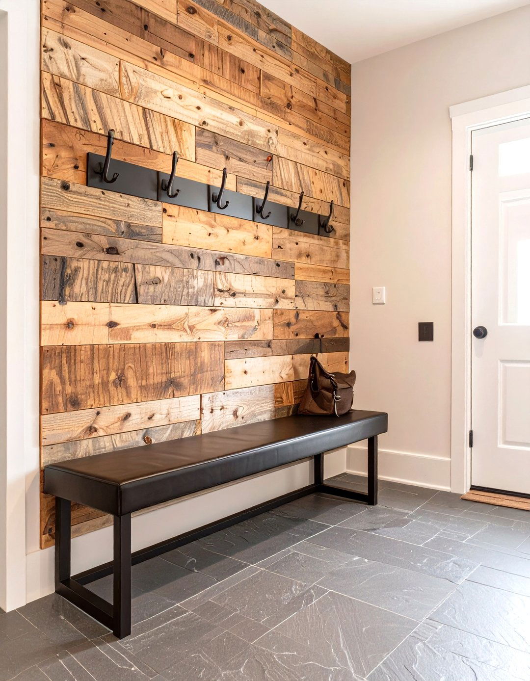 Rustic Modern Mudroom with Reclaimed Wood - 30 modern mudroom ideas