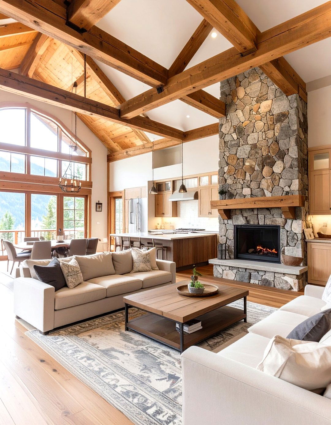 Rustic Mountain Retreat Kitchen - 30 open kitchen living room ideas