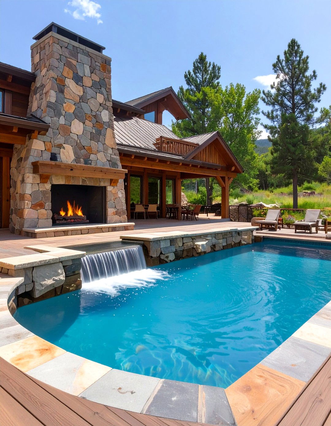 Rustic Mountain Retreat Pool Landscaping - 30 ai pool landscaping ideas
