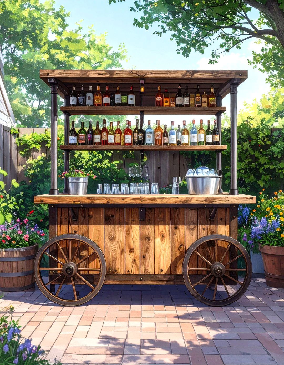 Rustic Outdoor Bar Cart - 30 rustic outdoor bar ideas