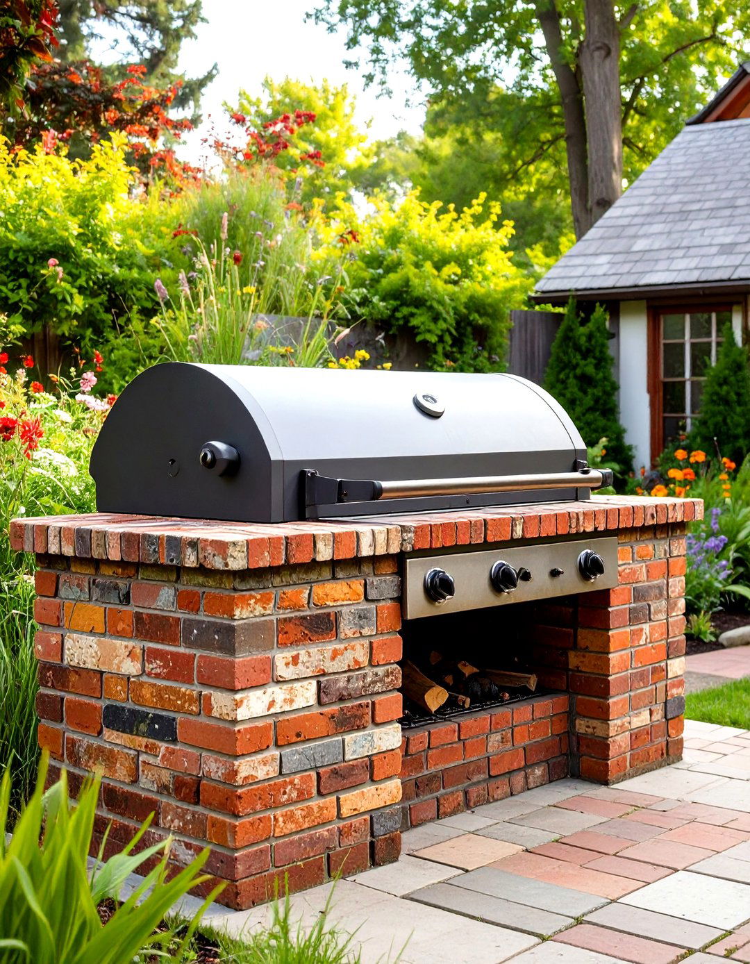 Rustic Outdoor Brick BBQ with Reclaimed Bricks - 30 outdoor brick bbq designs pictures
